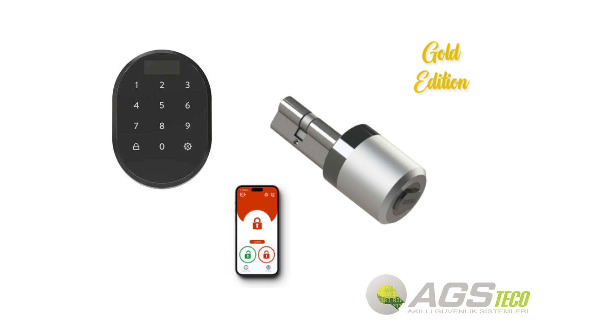 DESi Utopic 3 GOLD EDİTİON Akıllı Kilit Bluetooth IOS/Android Uyumlu ve Tuş Takımlı Set(OTP Özellikli)